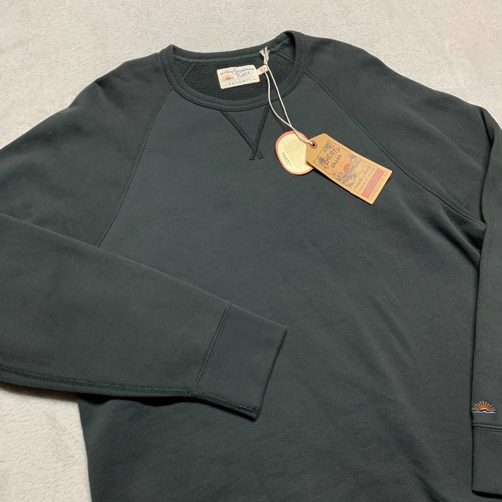 NWT FAHERTY High Standard Fleece Crewneck Sweater‎ Sweatshirt Men's S Black